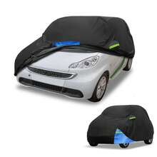 Car Cover Waterproof All Weather 210D, UV Sun Rain Protection, With Left Side Zipper - Black Blue for Smart Fortwo - View 1