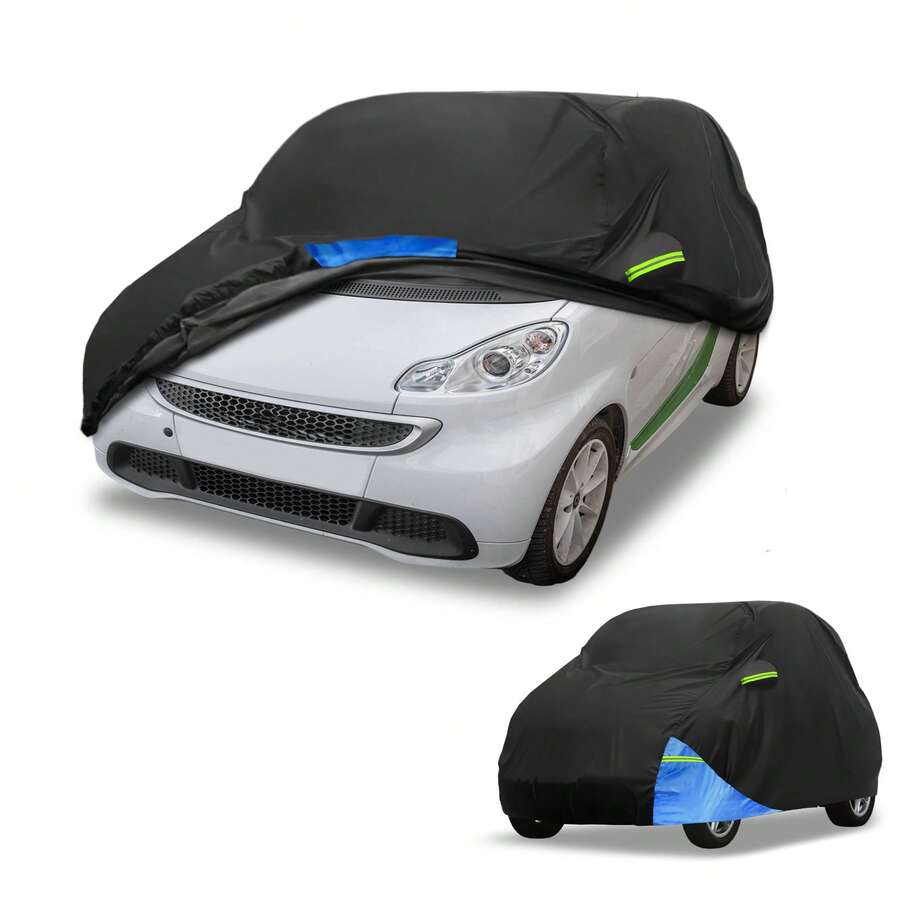 Car Cover Waterproof All Weather 210D, UV Sun Rain Protection, With Left Side Zipper - Black Blue for Smart Fortwo - View 1