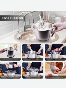 5-Liter-Zerkleinerer mit Ersatzklingen, Küchenmaschine, Mixer, Küchenmühle aus Edelstahl, Gemüse, Zwiebeln, Knoblauch, Salate, Obst, Nüsse