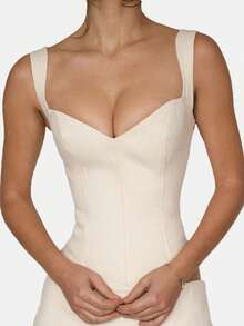 Women's Y2K Corset Top Off Shoulder Sleeveless Deep V Neck Bustier Crop Top Summer Backless Slim Fit Corset Top Going Out Streetwear - 白色 - 查看 2