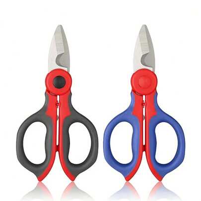 Electrician Scissors High Carbon Steel Industrial Heavy Duty Wire Cable Pliers Non-Slip Manual Stripping Shears, Home Improvement Scissors + Case Set