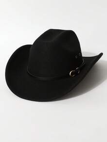 1pc Classic High-Quality Woolen Felt Cowboy Hat, Breathable Side Vents, Suitable For Western Themed Events, Music Festivals, Parties, Daily Wear, Fashion Versatile