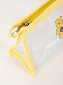 1 Stück Bären Muster transparente Federtasche, einfarbiges Reißverschluss personalisiertes Design Mäppchen, leicht und tragbar Kulturbeutel für Reisen, unverzichtbare Schulsachen für Schule und Schulzeit, Federmappe, Schultasche