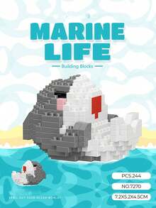 12pcs/Set Marine Animal Building Blocks In Gift Box, Micro Particle Construction Toys, Decompression Toys, Table Decor, Suitable For Christmas, New Year Gifts, Birthday Gifts, Love Expression. Includes Display Riser.