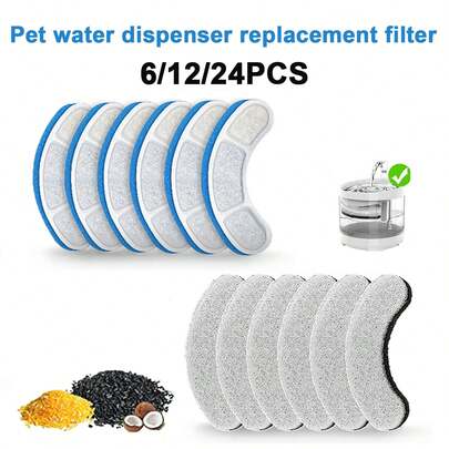 6 ST/12 ST/24 ST Cat Fontänfilter Vattenersättningsfilter, Fontänfilter för WF060 WF050 Elements Drickskål för husdjur Autodricksfilter för katter