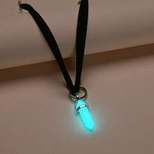 1pc Gothic Style Glow-In-The-Dark Crystal Hexagonal Bullet Pendant Velvet Circle Choker Necklace - Multicolor - View 2