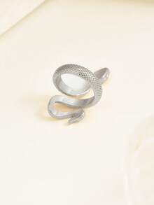 1 件独特时尚小众设计蛇形开口戒指，适合女性日常佩戴