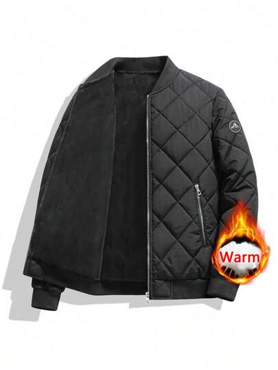 Herren Große Größen Lässig gesteppte gepolsterte Baseball Kragen Winddichte warme dicke Jacke, Loose Winter Paar Stil, Herbst