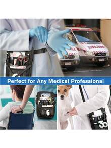 1 件装护士腰包，带胶带夹，多隔层医疗装备口袋腰包护理收纳袋 | 多功能腰包，可放置听诊器、绷带剪刀等医疗用品