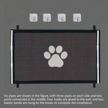 Retractable Pet Gate/Fence Dog Cat Safety Barrier For Indoor Stairs Hallway, No Drill Installation