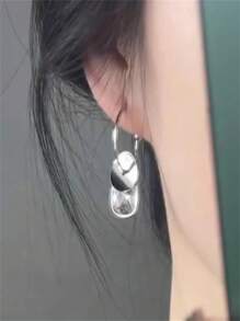 1 Pair Minimalist Square Crystal Earrings, Fashionable Hoop Earrings With High-End Elegant Design, Hypoallergenic Silver Stud