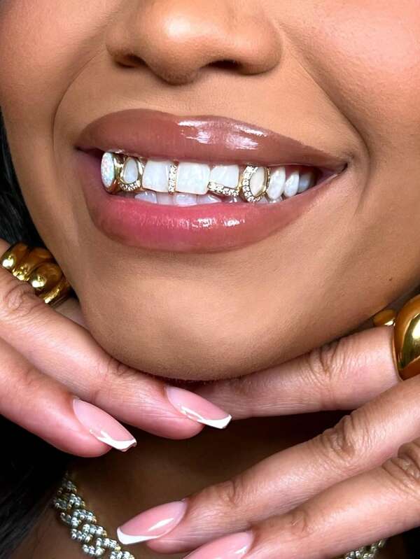 THATBOY 3pcs/Set Fashion Personalized Hip Hop Jewelry Grillz Copper Inset Zirconia Hollow Grillz Out Cool Gift For Men And Women