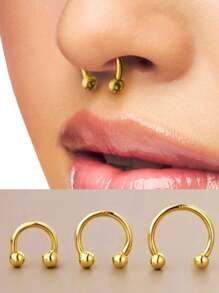 2/4/6 pièces Anneau de nez, anneau de septum, boucles d'oreilles en acier inoxydable BCR pour cartilage, faux piercing d'oreille circulaire, tragus, bijoux de corps en forme de fer à cheval