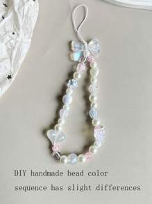 1pc New Colorful Handmade Bow Lanyard Random Color, Pink Heart, Phone Hanging Strap