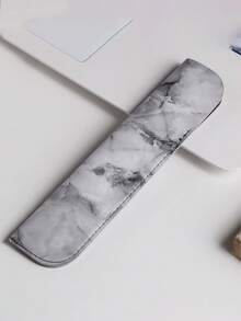 1 件经典皮革笔袋，简约大理石纹圆珠笔/钢笔保护套，便携式笔筒，返校，学校用品，铅笔盒，铅笔袋，书包 - 彩色 - 查看 6