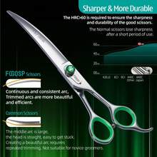 FOGOSP 46 Teeth Dog Thinning Shears For Grooming 7.0 Inch Professional Blending Thinning Scissors For Dogs Cat Pet Japanese 440C Stainless Right Handed - Curved Shears - View 3