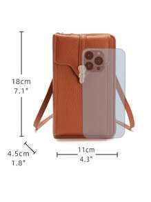 Carteira de Couro PU com Textura de Lagarto, Bolsa de Telefone com Fecho de Metal, Design de Abertura Flip, Vários Compartimentos, Carteira Longa de Ombro/Transversal para Mulheres