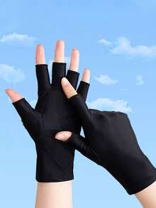 1pair Winter Autumn Women Men Warm Fingerless Knitted Gloves Solid Color Stretch Mittens Exposed Finger Short Gloves - Fingerless Gloves - View 9