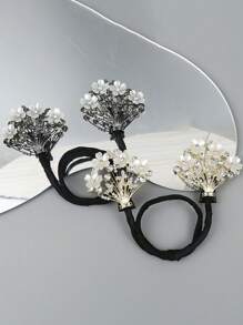 1 buc agrafă de păr la modă cu model floral cu strasuri, extensie de coc, piesă de păr pentru coc, aparat de făcut cocuri, agrafe de coafat, agrafe pentru bobby, accesorii de păr, articole școlare,