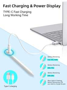 1pc Universal Capacitive Touch Screen Stylus Pen For Smartphones & Tablets, No Wireless Connection Needed, USB Rechargeable, Magnetic Alloy Material, Compatible With Apple//IOS/Android/Windows/IPad Pro Air Mini Tablets & Smartphones, Compatible With Apple Tablets Updated After 2018