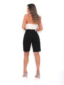 Women's Twill Shorts For June Festival - 黑色 - 查看 2