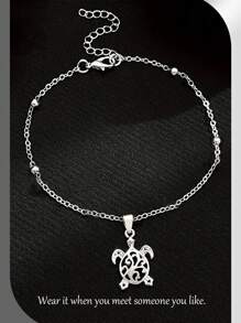 1 Peça Tornozaleira de Liga de Zinco com Símbolo do Infinito em Forma de Tartaruga e Coração, Corrente para Pé Moda Feminina para Praia