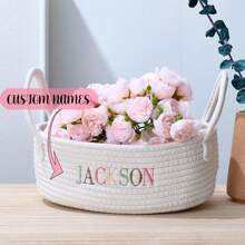 Cestino di immagazzinaggio pieghevole personalizzato ricamato a mano, personalizzato con nome/logo, adatto per cosmetici, giocattoli, forniture per animali domestici, telecomandi, camera da letto, soggiorno, regalo di San Valentino, accessori per lettini di alta qualità, personalizzato, unico, regali ideali per lei, figlia, studenti scolastici, figlio per anniversari, compleanni, laurea, scuola, casa, ufficio, per il ritorno a scuola, multifunzionale, durevole, ornamentale, riutilizzabile, raffinato, elegante, di alta qualità, colorato, moderno, personalizzato, unico, regali ideali per lui, lui, lei, fidanzato, papà, fidanzata, mamma, famiglia, amici, sala da tè, casa, giardino, ufficio, per anniversari, per San Valentino, per la festa della mamma, per compleanni, per la festa del papà, per la laurea, per matrimoni, per il riscaldamento della casa, casa con soluzioni accessibili