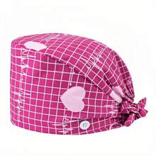 1 pieza Gorro de enfermera con estampado de carta de amor de poliéster para mujeres, antibacteriano y antipolvo, diseño de correa elástica ajustable, banda transpirable interior, gancho para la mascarilla, adecuado para médicos, enfermeras, salón de belleza, veterinaria y trabajadores de limpieza