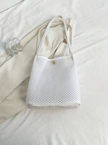 Summer Beach Bag, Hollow Mesh Beach Tote, Holiday Storage Bag, Net Shoulder Bag, Ladies Handbag
