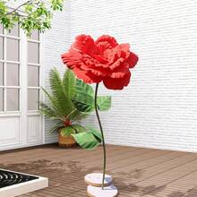 Giant Flowers For Decoration Artificial Peony Flower Head Large Fake Flower For Background Wedding Stage Party Decor - Red - View 3