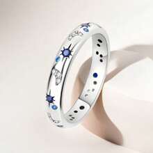 Exquisite Couples Same Style Ring, Diamond And Starry Sky Bright Ring Sterling Silver Index Ring Suitable For Weekday Clothing 7~10 US