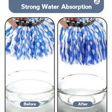 6 Pack Mop Replacement Heads For O-Cedar RinseClean Spin Mop, Microfiber Spin Mop Refills, Easy Cleaning Mop Head Replacement Refill - Blue and White - View 6