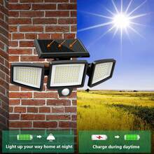 1/2/3/4 Pcs Solar Outdoor Lights 2500LM 210 Led Security Lights With Remote Control, Ip65 Waterproof,3 Heads Motion Sensor Lights,1400 Mah,270° Wide Angle Flood Wall Lights With 3 Modes,For Garden Patio Garage Yard Entryways,Mother'S Day Gift - 3 PCS - 查看 5