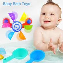 Kinder Badewannen Sprinkler Spielzeug, Wasserrad mit Schöpfer, Regenbogen Sprinkler Dusch Spielzeug für Babys (Zufällige Farbe) - Wasser-Windmühlen-Spaß - Übersicht 6