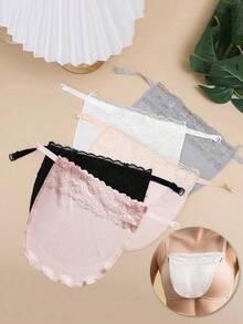 半件套女士蕾丝乳沟遮瑕仿吊带文胸内衣无肩带隐形夹式可调节抹胸