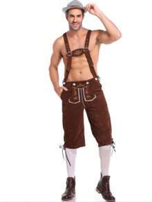 1 bộ quần áo truyền thống Lederhosen dành cho nam, thích hợp cho lễ hội Oktoberfest, biểu diễn sân khấu, Halloween và mùa xuân. - Nhiều màu - Xem 6