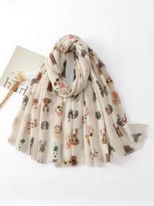 1 pieza Bufanda con estampado de perro para hombre, elegante y linda, esencial para salidas, reuniones y compras
