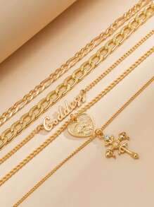 Conjunto de 5 collares gargantilla para mujer con pendientes cuadrados vintage, colgante de moneda, de color metal dorado, estilo punk, Y2K y steampunk