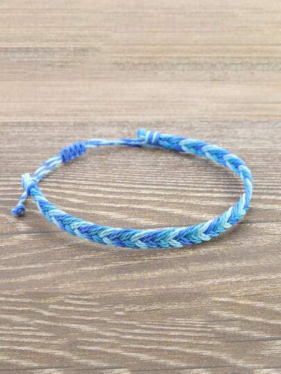 1pc Handmade Braided Rope Bracelet, Wax Thread Woven Wristband For Men, Suitable For Beach, Surfing, Vacation