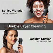 Muli Electric Facial Cleanser, Cleansing Device, Pore Cleaner, Cleansing Wonder, Deep Cleaning, Silicone Cleansing Brush, Super Soft - 黑色 - 查看 3
