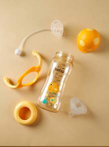 1pc Baby PPSU Bottle, Wide Mouth Mushroom Head Milk Bottle With Handle, Suitable For Babies 12 Months+, 11.2OZ/330ML