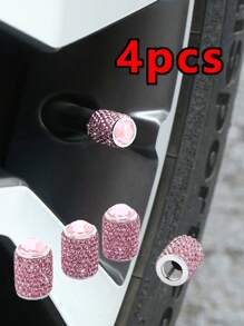 4pcs/Set Sparkling Tire Valve Caps, Handmade Crystal Tire Caps, Universal Car Tire Valve Caps With Shiny Rhinestones For Cars, SUVs, Motorcycles, Bicycles, Trucks