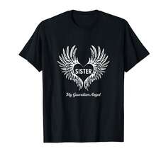 Sister My Guardian Angel Embrance Family Memorial T-Shirt|Kiv Personalized Gifts - Black - View 1