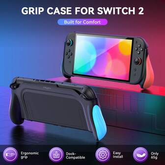  IINE Ergonomic One Piece Grip Case Compatible With Switch 2, & Lightweight Ergonomic Comfort Grip Shockproof Cover Protective Case Enhanced Grip Cover Game Accessories