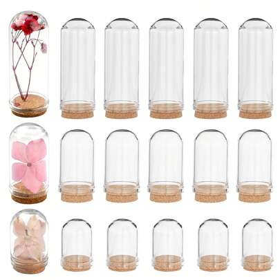 2/5 件珠宝石人造花钟形罐，带软木底座，用于存储展示和干花展示装饰，家居装饰 DIY 艺术和工艺品派对礼物，花卉植物，标本，工艺品装饰