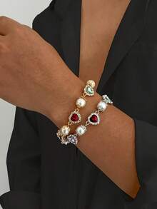 Pulsera de cadena de cristal multicolor elegante y minimalista vintage, joyería casual y encantadora de moda para hombres, accesorio de fiesta para todos los días - Pulsera geométrica de diamantes de imitación - Ver 13