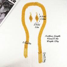 2Pcs Handmade Knitted 24K Gold Plated Sweater Chain, Necklace & Earring Jewelry Set For Women, Suitable For Party, Wedding, Anniversary, Formal Dress, Holiday Gift, Casual Wear
