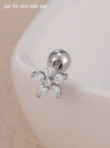 1 pieza de pendiente de aro mini de flor de circonia en acero inoxidable chapado en oro de 18K para mujer, joyería de piercing en hélix y cartílago