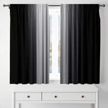 2pcs Gradient Blackout Yarn Curtains - Stylish Polyester Drapes For Bedroom & Living Room, Light-Filtering Design With Grommets, Modern Home Decor, Privacy Curtains | Versatile Window Treatment | Easyinstall Curtains