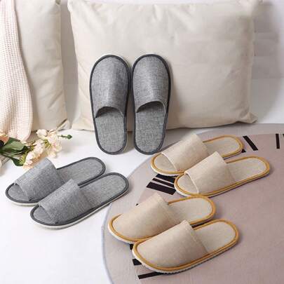 Set de 3 pares de sandalias desechables, zapatillas portátiles para viaje para hotel, hogar, uso de invitados, color aleatorio